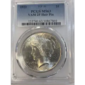 1922 $1 VAM 2F, Hair Pin TOP 50