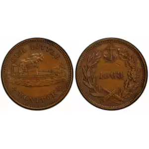 1863 Token F-239/422a Copper Our Little Monitor Patriotic, BN (2)