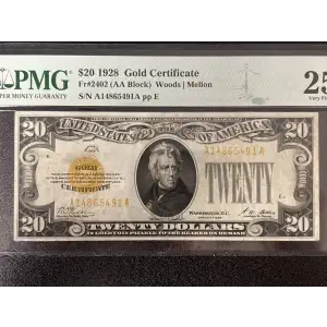$20 1928 gold seal. Small Size Gold Certificates 2402