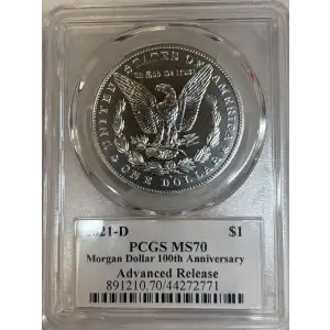 2021-D $1 Morgan Dollar 100th Anniversary Advanced Release Cleveland Americana