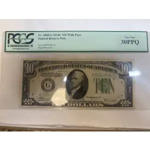 $10 1934-C.  Small Size $10 Federal Reserve Notes 2008-G