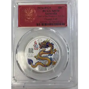 2024-P125 50C Year of the Dragon 1/2oz Ag Orange Left